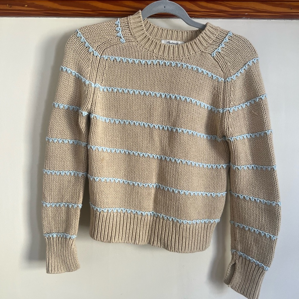 Madewell Tan and Light Blue Women's Sweater